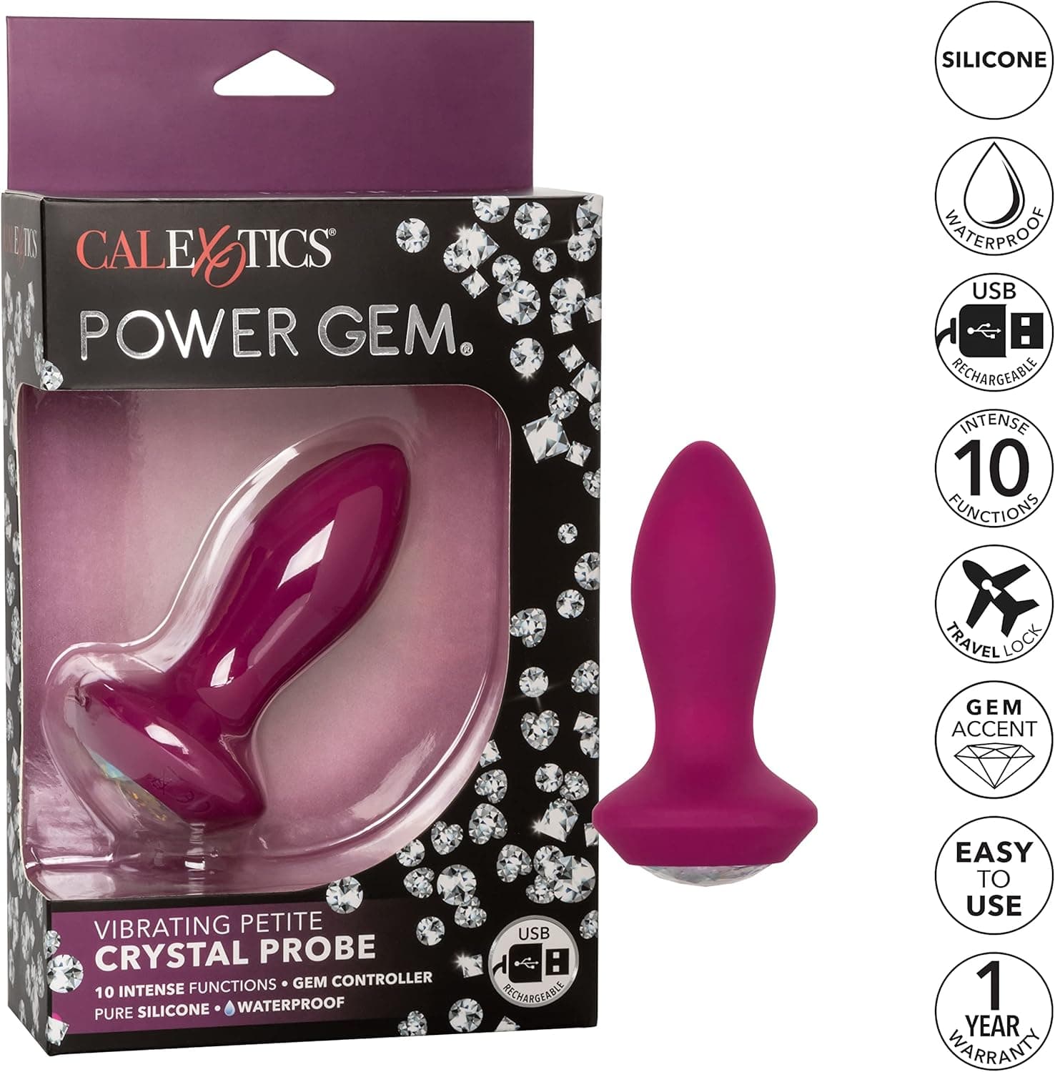 Power gem plug anale vibro 9,5 cm motore in punta viola ricaricabile silicone in prodotto Erosdom - Palmi, commercioVirtuoso.it