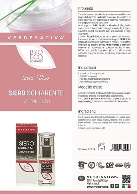 SIERO SCHIARENTE AZIONE URTO - Siero ultraconcentrato ad azione schiarente con effetto antiage ed illuminante. in Creme Scen Scientific and Natural - Poggibonsi, commercioVirtuoso.it