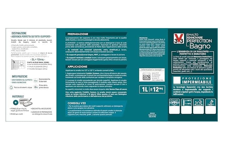 V33 - SMALTO RINNOVARE PERFECTION BAGNO 750ML GRIGIO CHIARO SATINATO in Vernice Stockdoc - Terni, commercioVirtuoso.it
