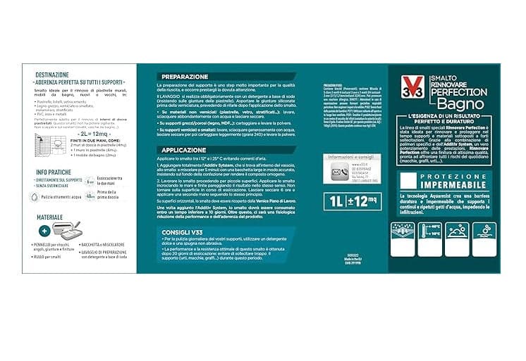 V33 - SMALTO RINNOVARE PERFECTION BAGNO 750ML GRIGIO ANTRACITE SATINATO in Pittura per imbiancare Stockdoc - Terni, commercioVirtuoso.it
