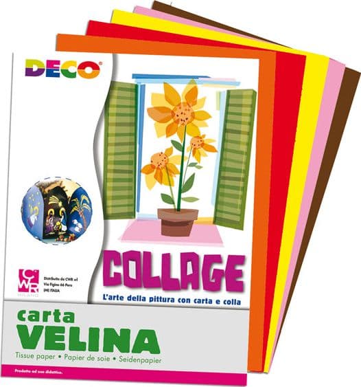 Busta di carta velina 25fg 50x76cm 5 colori caldi assortiti DECO