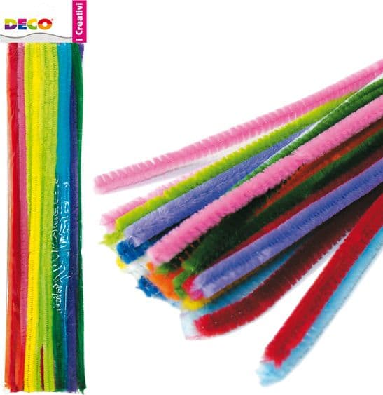 Ciniglia animata stelo da 9mm in colori assortiti Busta da 30 fili DECO