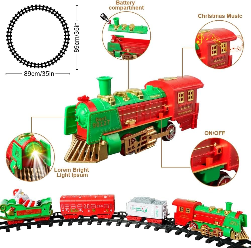 Trenino di Babbo Natale con Supporto per Centro Albero Luci e Suoni 89cm in Treni e veicoli su rotaia Danyx - Casoria, commercioVirtuoso.it