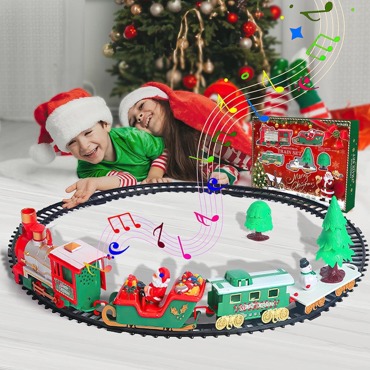 Trenino Natalizio Sotto Albero 22 Pezzi 43x60cm Luci e Suoni Decorazione Natale in Treni e veicoli su rotaia Danyx - Casoria, commercioVirtuoso.it