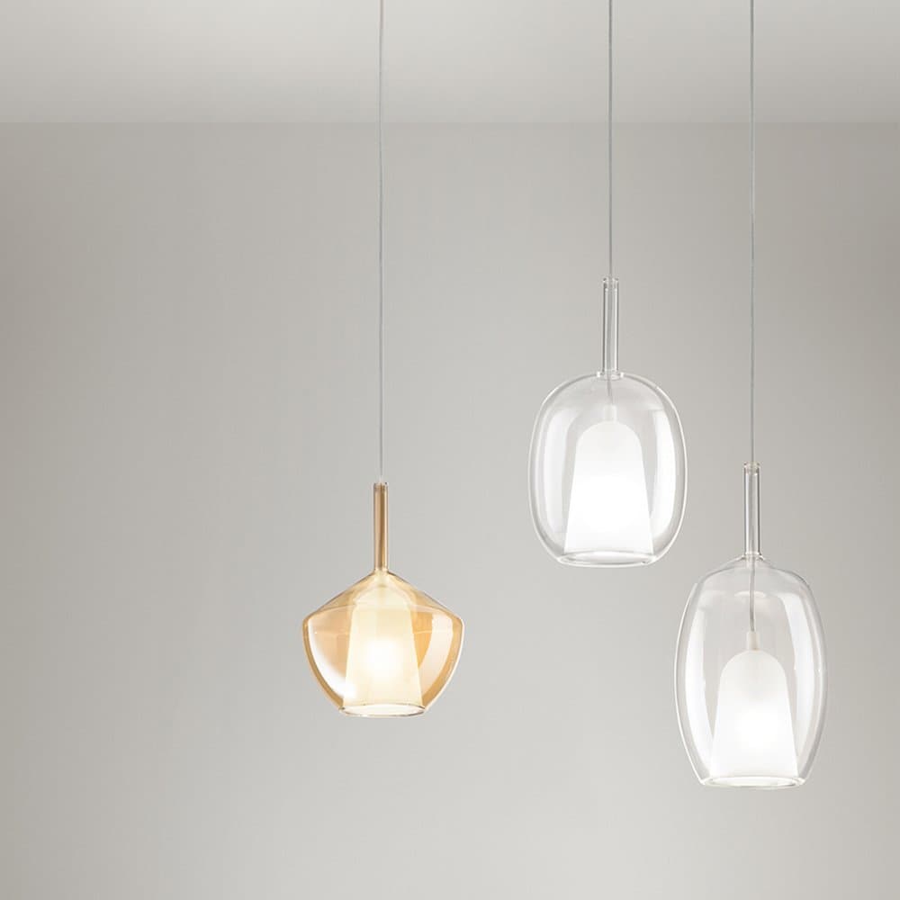Vetro Borosilicato Contemporaneo Rain Ambra Trasparente D20 Senza Rosone in Paralumi LuceArt - Montecorvino Pugliano, commercioVirtuoso.it