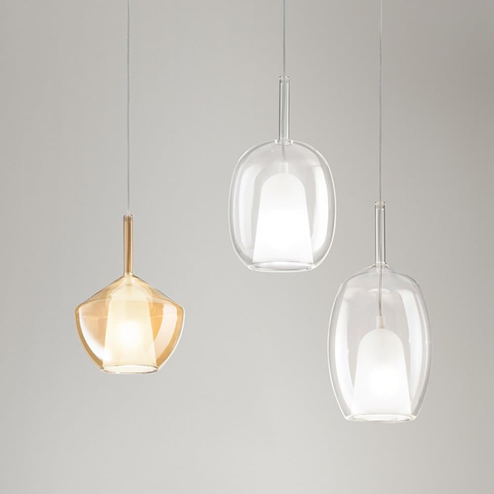 Vetro Borosilicato Contemporaneo Rain Trasparente D17,5 Senza Rosone in Lampade a sospensione LuceArt - Montecorvino Pugliano, commercioVirtuoso.it
