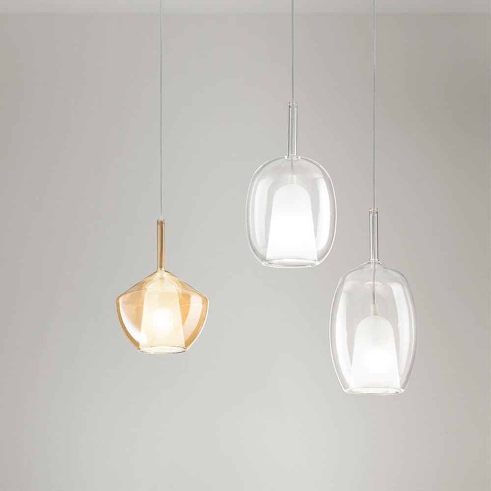 Vetro Borosilicato Contemporaneo Rain Trasparente D17 Senza Rosone in Lampade a sospensione LuceArt - Montecorvino Pugliano, commercioVirtuoso.it