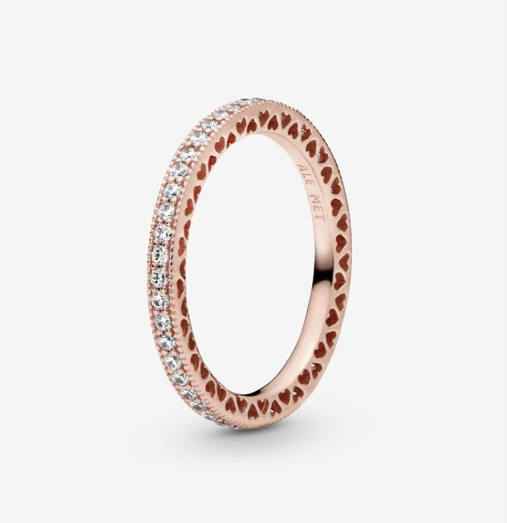 Pandora Anello pietre scintillanti e cuori rosè