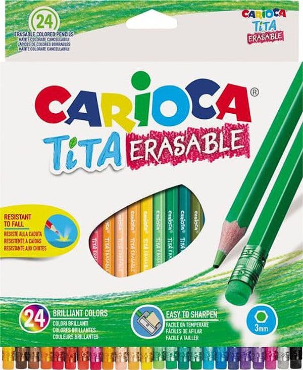 Astuccio 24 matite Tita cancellabile colori assortiti Carioca