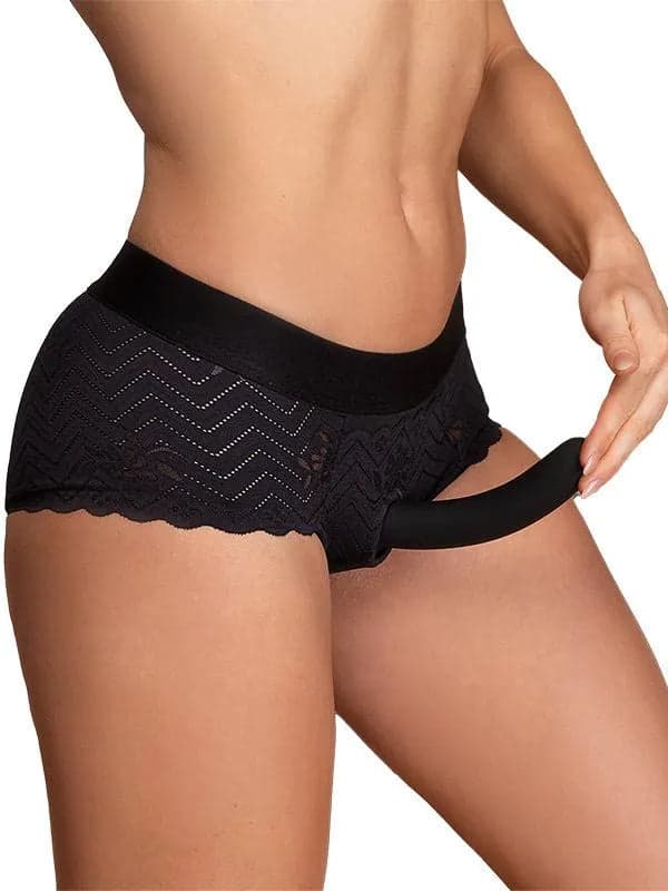 Culotte Strap-On Nylon Nero Pizzo in Culotte e Parigamba Mettimelo.it - Casoria, commercioVirtuoso.it