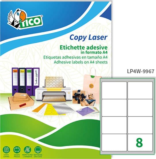 Etichetta adesiva LP4W bianca 100fg A4 99,1x67,7mm (8et/fg Laser Tico