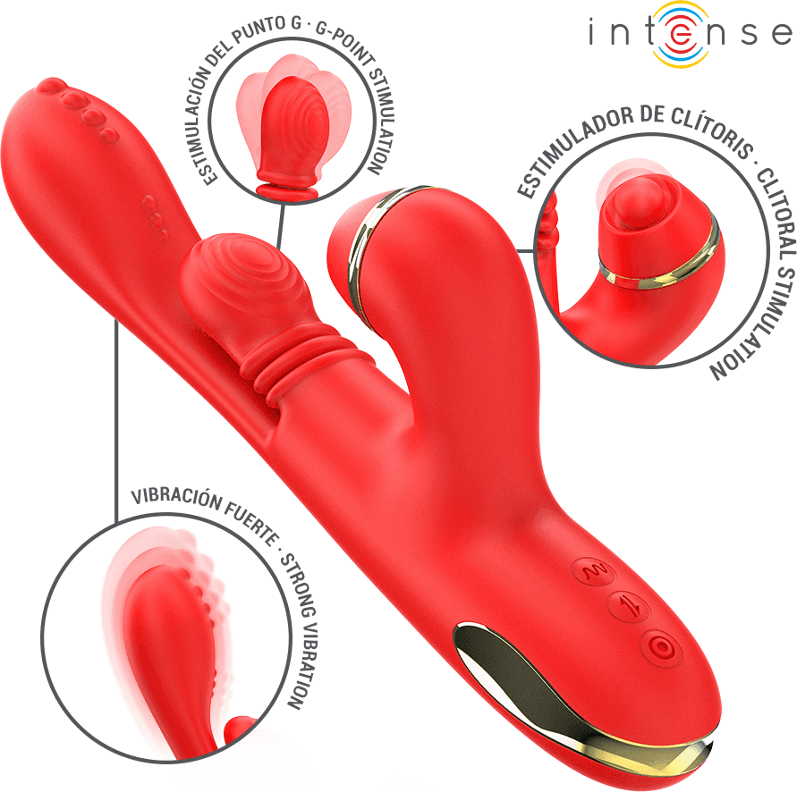 INTENSE - KATY STIMOLATORE CLITORIDEO MULTIFUNZIONE 4 TESTINE INTERCAMBIABILI ROSSO in Vibratori Lay-on Desideria Shop - Latina, commercioVirtuoso.it