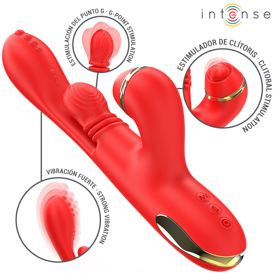 INTENSE - KATY STIMOLATORE CLITORIDEO MULTIFUNZIONE 4 TESTINE INTERCAMBIABILI ROSSO in Vibratori Lay-on Desideria Shop - Latina, commercioVirtuoso.it