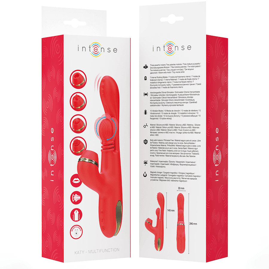 INTENSE - KATY STIMOLATORE CLITORIDEO MULTIFUNZIONE 4 TESTINE INTERCAMBIABILI ROSSO in Vibratori Lay-on Desideria Shop - Latina, commercioVirtuoso.it