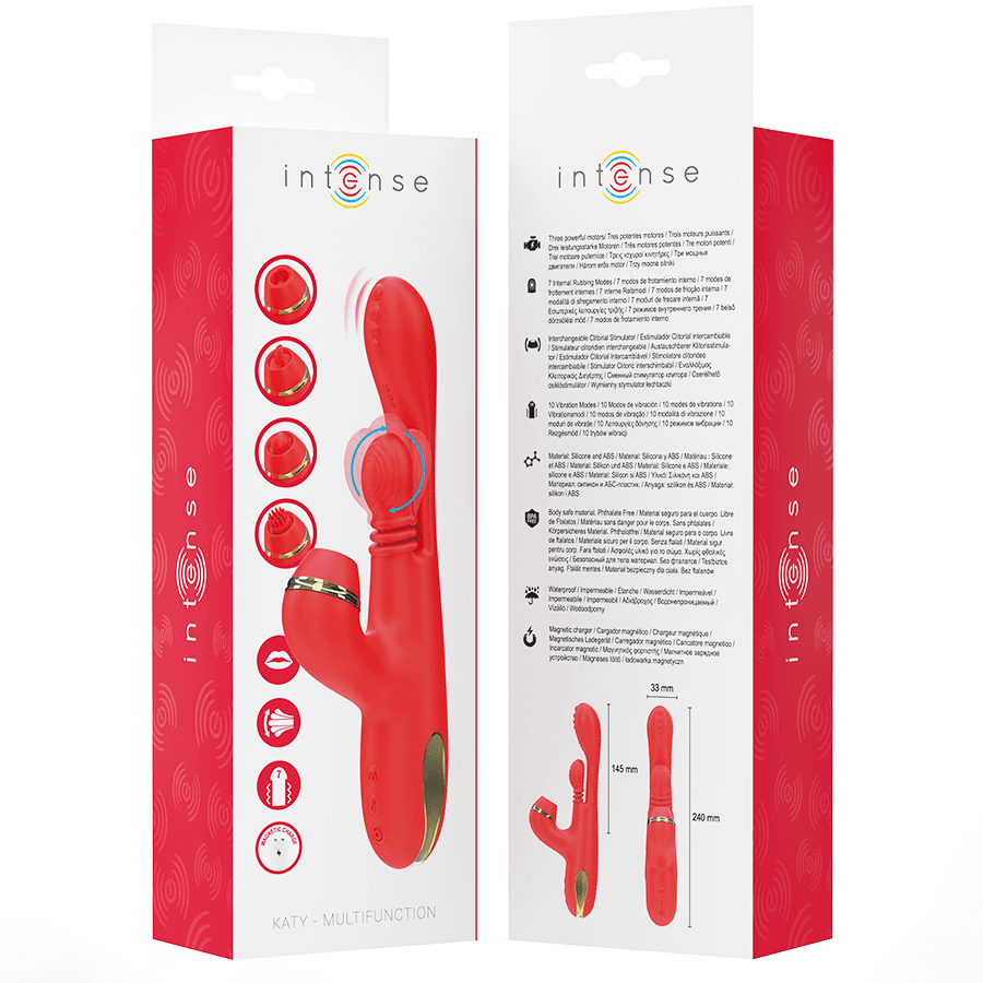 INTENSE - KATY STIMOLATORE CLITORIDEO MULTIFUNZIONE 4 TESTINE INTERCAMBIABILI ROSSO in Vibratori Lay-on Desideria Shop - Latina, commercioVirtuoso.it