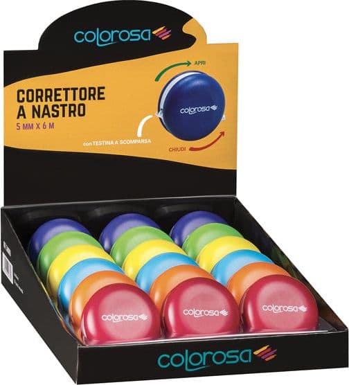 Espositore 18 Nastri Correttore 5Mmx6Mt Colorosa Riplast