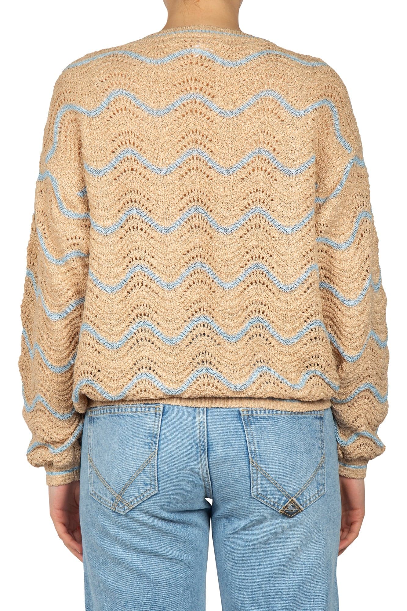 LA FEMME BLANCHE La Femme Blanche - Maglia - 451436 - Beige/Azzurro da donna in Bluse e camicie Drestige - Casamassima, commercioVirtuoso.it