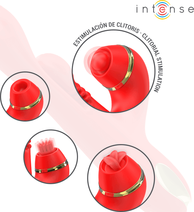 INTENSE - KATY STIMOLATORE CLITORIDEO MULTIFUNZIONE 4 TESTINE INTERCAMBIABILI ROSSO in Vibratori Lay-on Desideria Shop - Latina, commercioVirtuoso.it