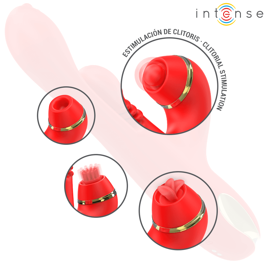 INTENSE - KATY STIMOLATORE CLITORIDEO MULTIFUNZIONE 4 TESTINE INTERCAMBIABILI ROSSO in Vibratori Lay-on Desideria Shop - Latina, commercioVirtuoso.it