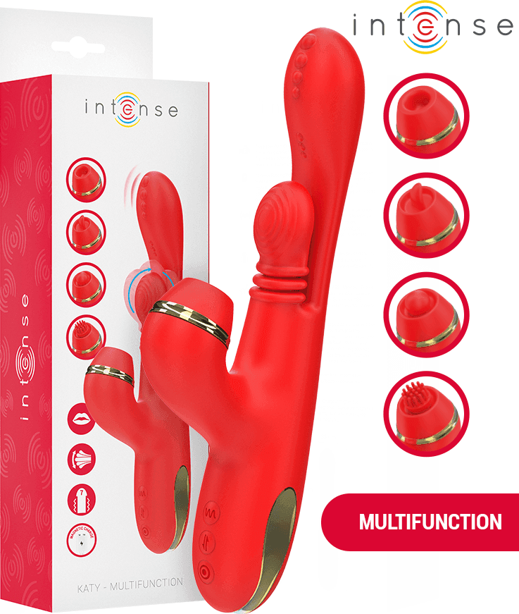INTENSE - KATY STIMOLATORE CLITORIDEO MULTIFUNZIONE 4 TESTINE INTERCAMBIABILI ROSSO in Vibratori Lay-on Desideria Shop - Latina, commercioVirtuoso.it