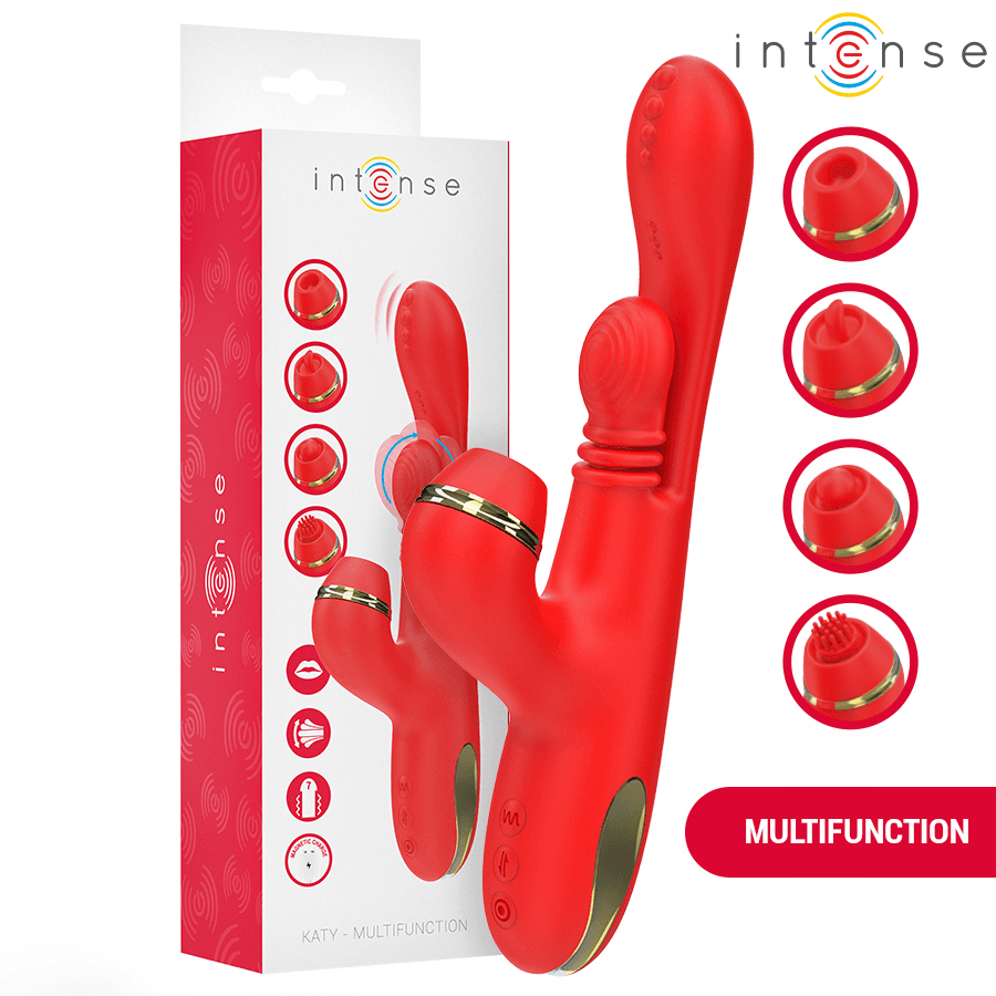 INTENSE - KATY STIMOLATORE CLITORIDEO MULTIFUNZIONE 4 TESTINE INTERCAMBIABILI ROSSO in Vibratori Lay-on Desideria Shop - Latina, commercioVirtuoso.it