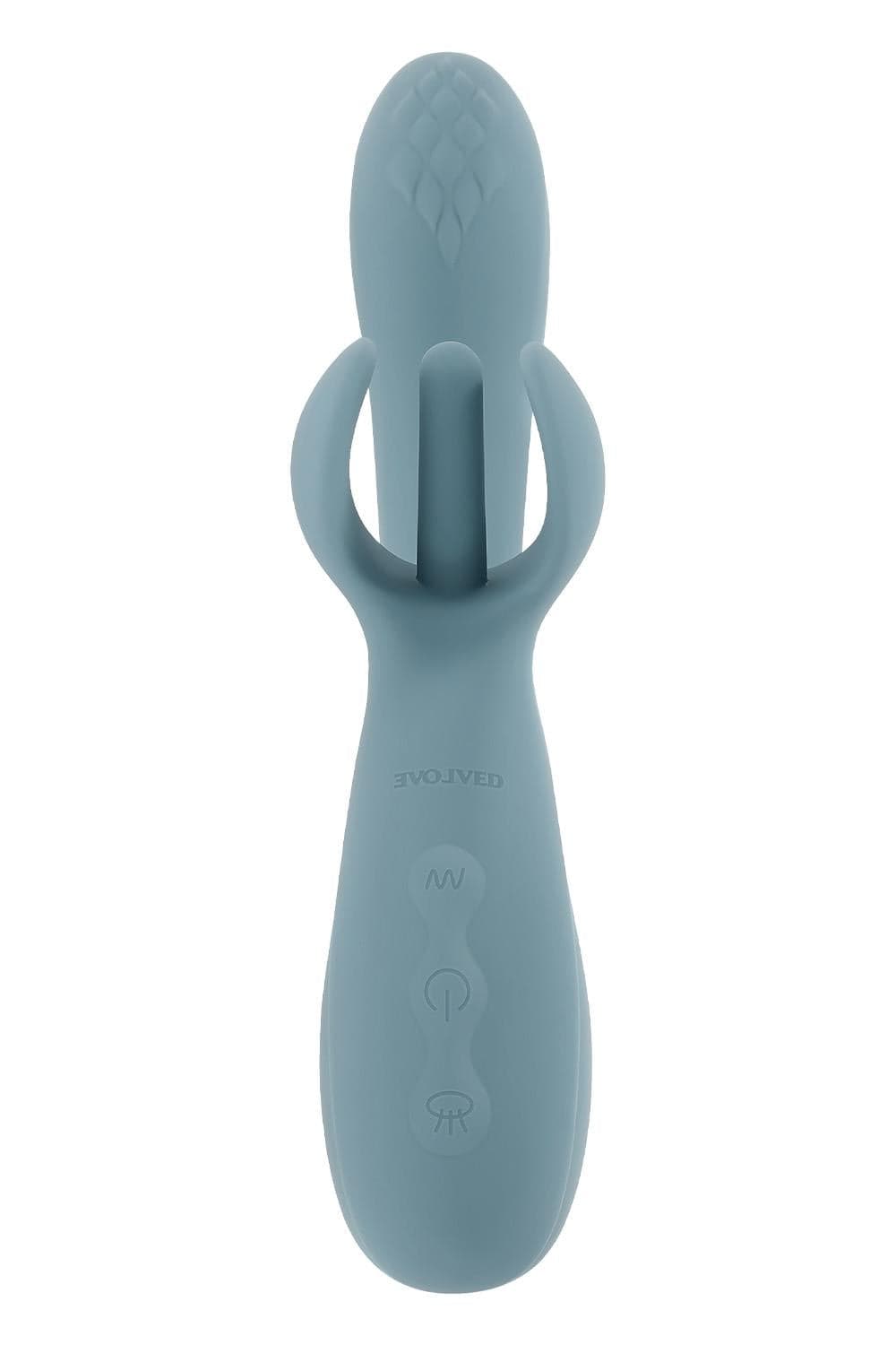 Vibratore Rabbit grande con stimolatore clitoride movimento indipendente 5 x EVOLVED RABBIT VIBRATOR TAKE YOUR FLICK BLUE in prodotto Erosdom - Palmi, commercioVirtuoso.it