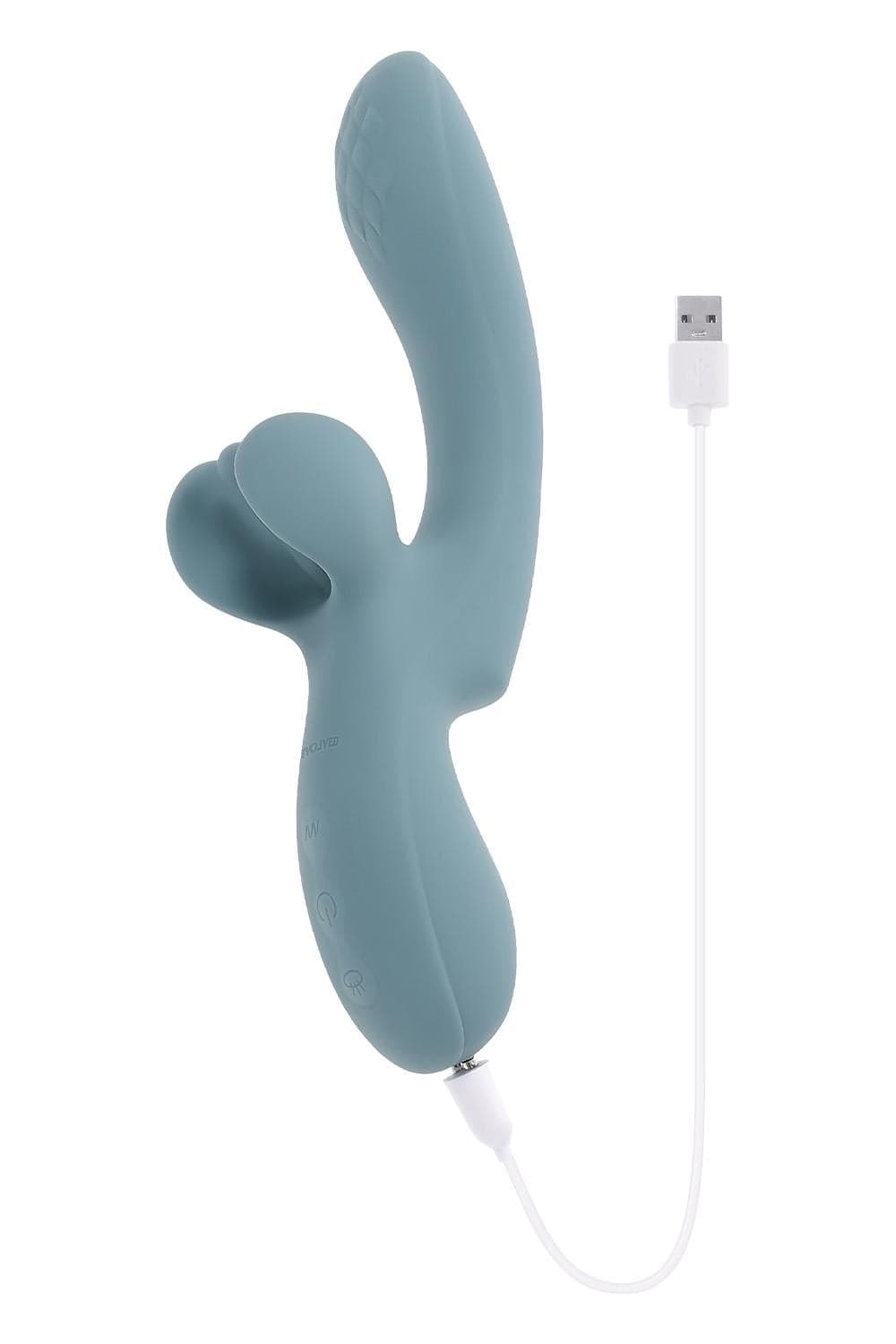 Vibratore Rabbit grande con stimolatore clitoride movimento indipendente 5 x EVOLVED RABBIT VIBRATOR TAKE YOUR FLICK BLUE in prodotto Erosdom - Palmi, commercioVirtuoso.it