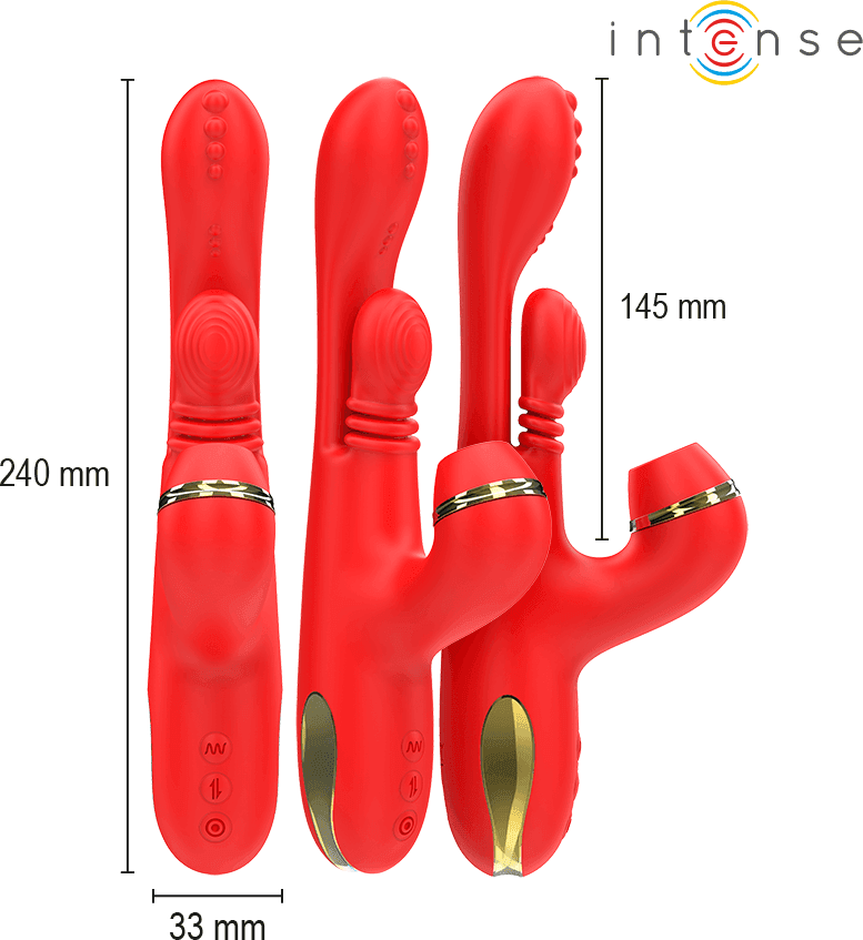 INTENSE - KATY STIMOLATORE CLITORIDEO MULTIFUNZIONE 4 TESTINE INTERCAMBIABILI ROSSO in Vibratori Lay-on Desideria Shop - Latina, commercioVirtuoso.it