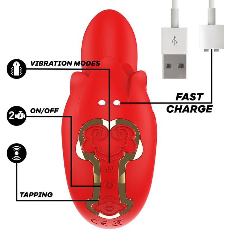 MIA succhia clitoride in silicone rosso vibratore tapping pulsante impermeabile USB in prodotto Kondorama - Martinsicuro, commercioVirtuoso.it