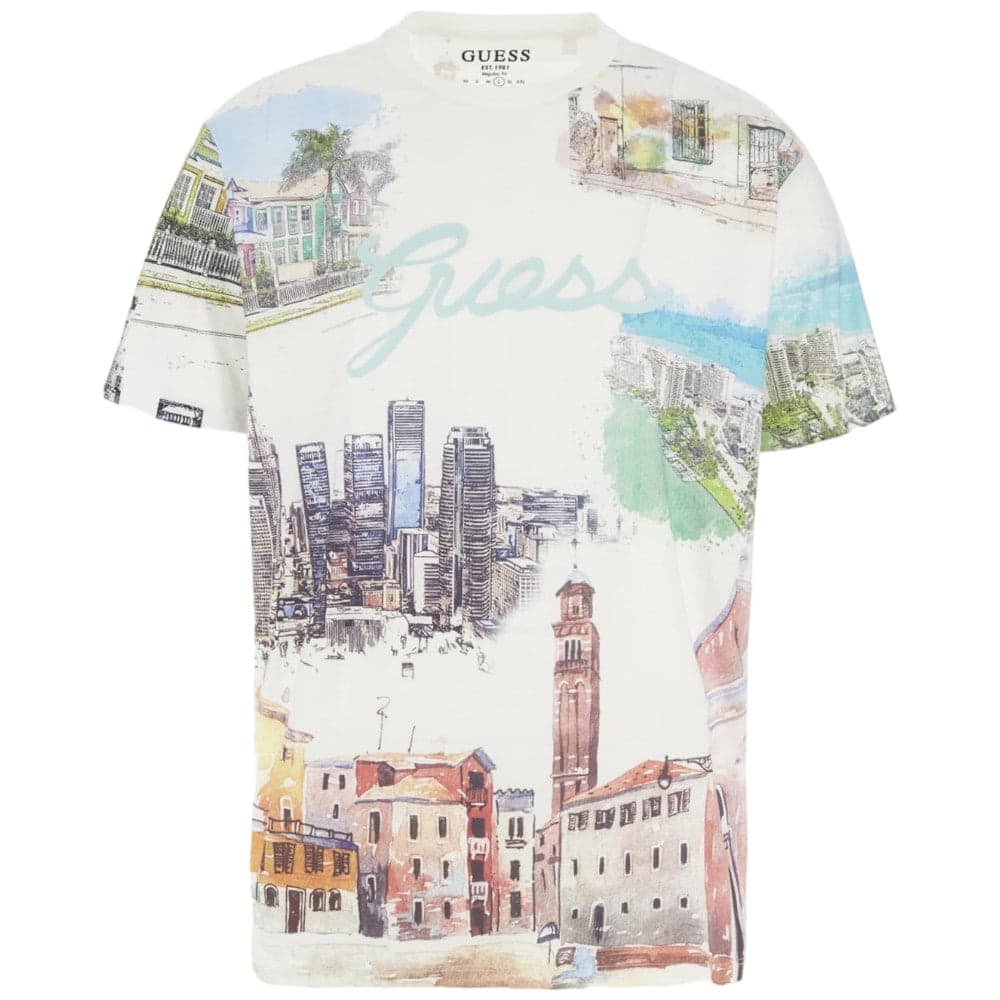Guess t-shirt bianca con stampa Riviera M4GI54 K9RM1 T-shirt Guess