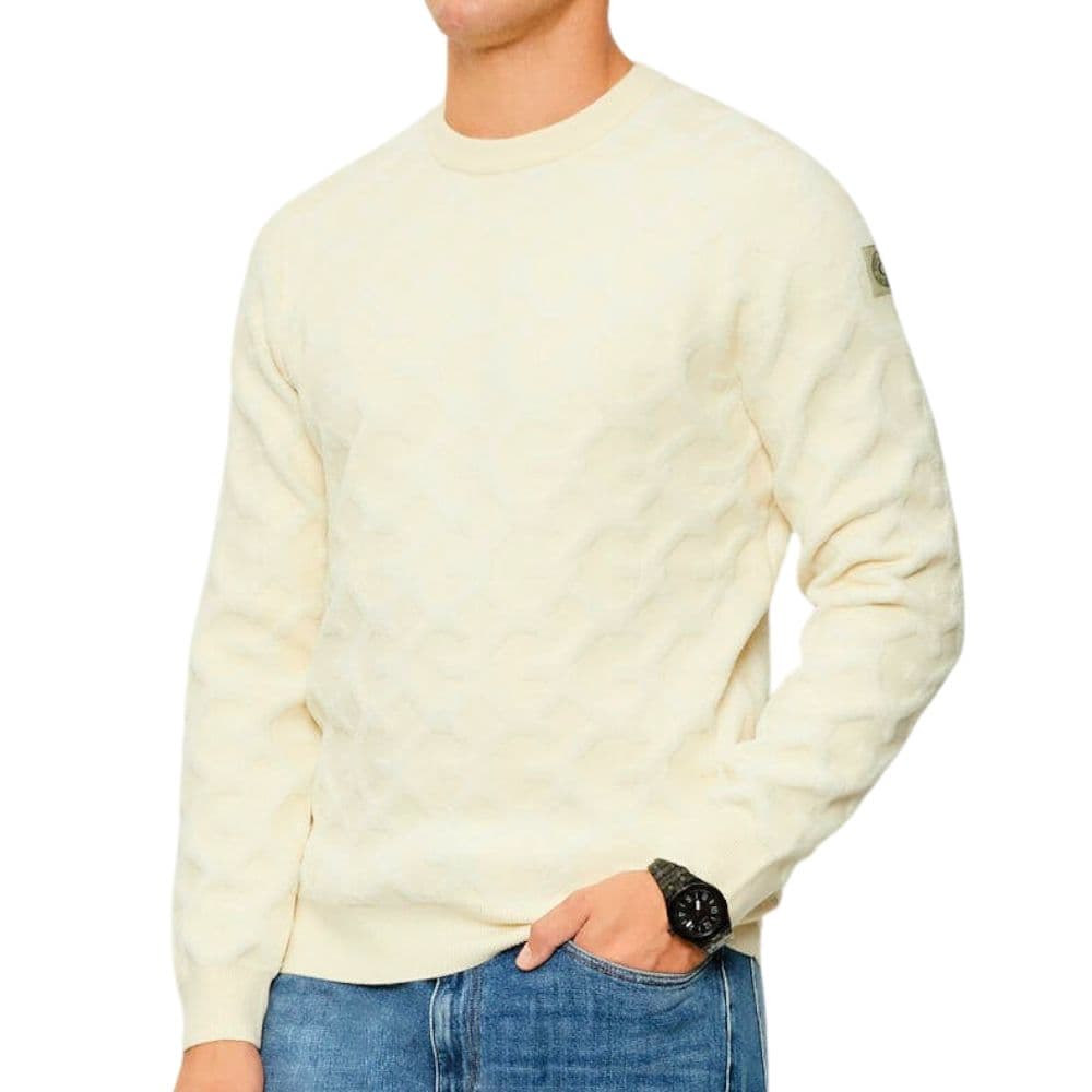 Guess pullover sabbia logo jacquard a sbalzo JOHN M5BR19 Z0470 G1CV in Maglioni Prodotti di Classe - Nocera Superiore, commercioVirtuoso.it