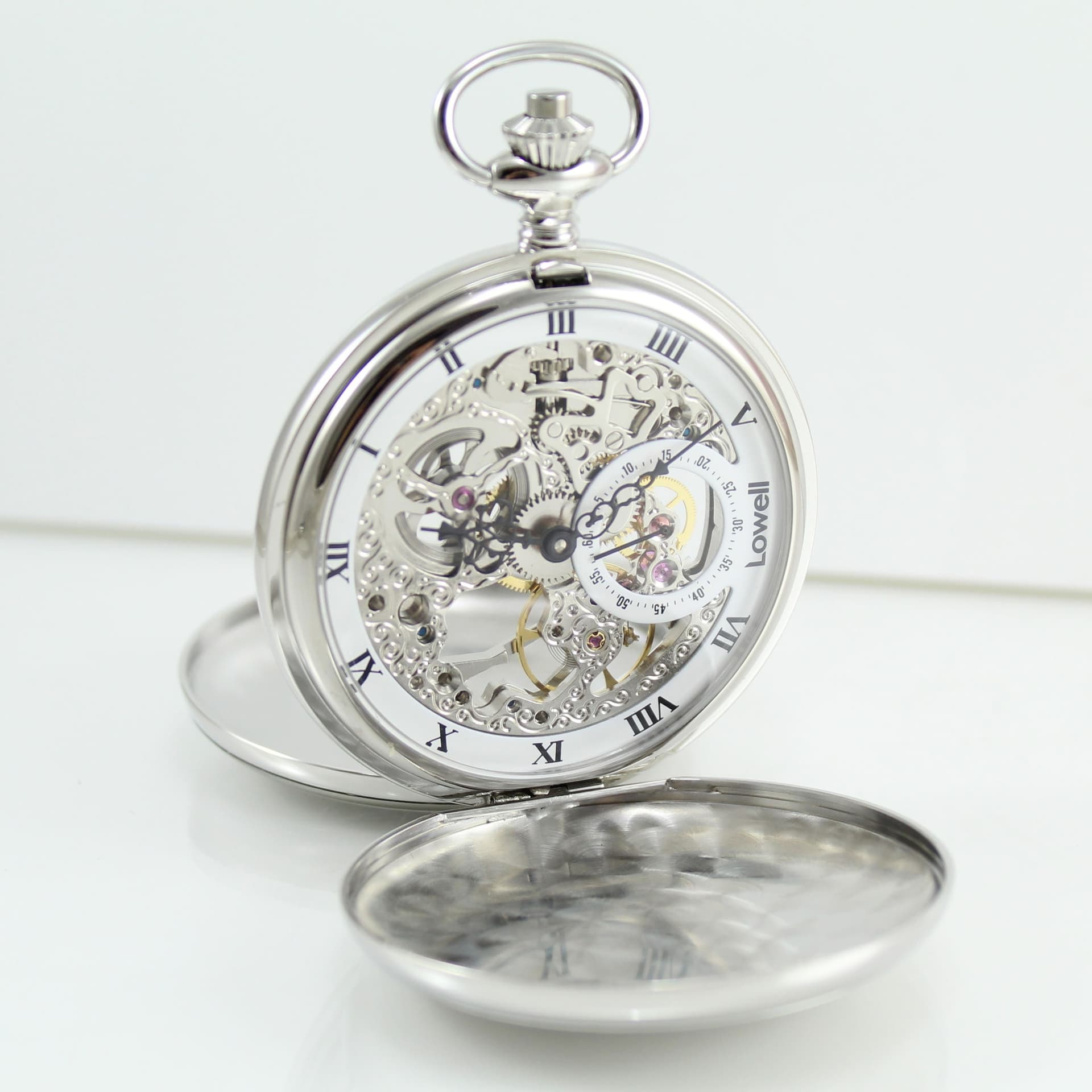 Orologio da tasca carica manuale Lowell con movimento a vista in Orologi da tasca Gioielleria Saba - Dolianova, commercioVirtuoso.it