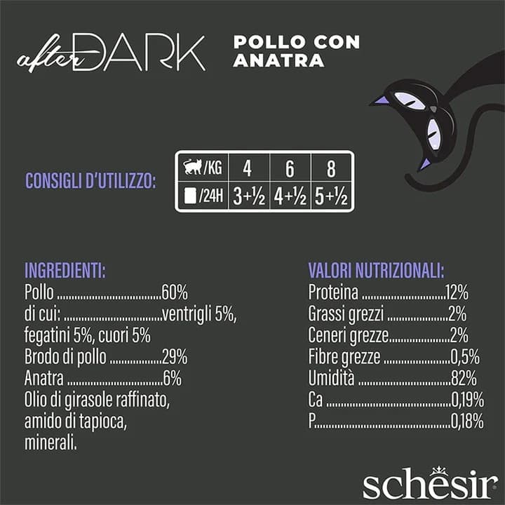 Schesir After Dark Pollo con Anatra Scatoletta per Gatti Adulti 80gr in Secco 101 Market - Poggibonsi, commercioVirtuoso.it