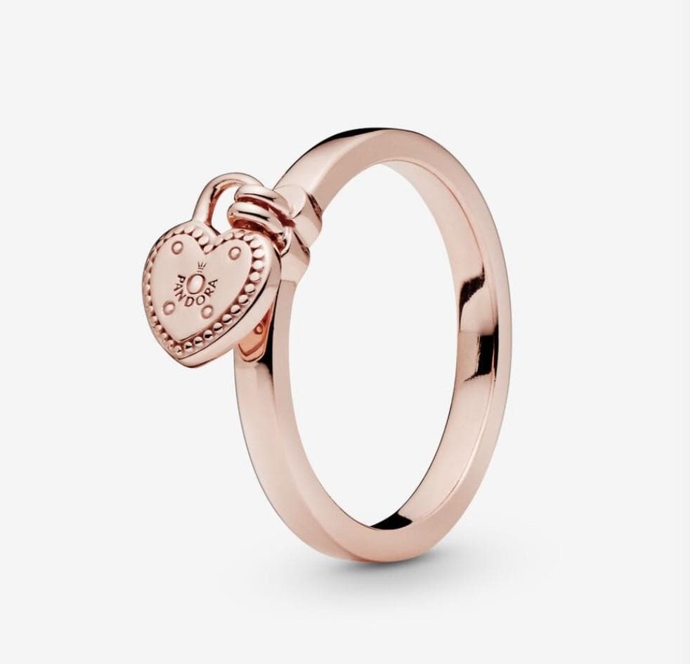 Pandora anello con lucchetto a forma di cuore rosè