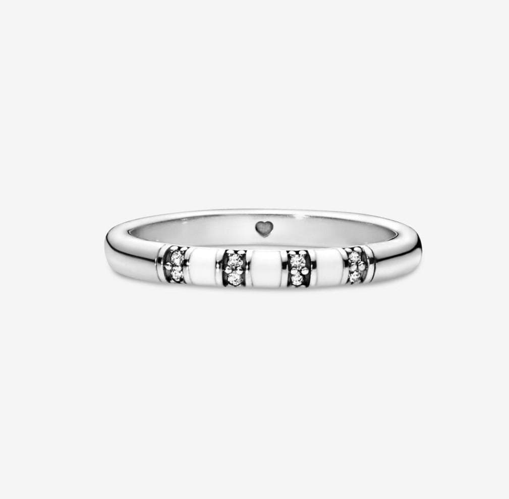 Pandora anello con strisce bianche linee esotiche in Anelli Alba Gioielli - Casoria, commercioVirtuoso.it