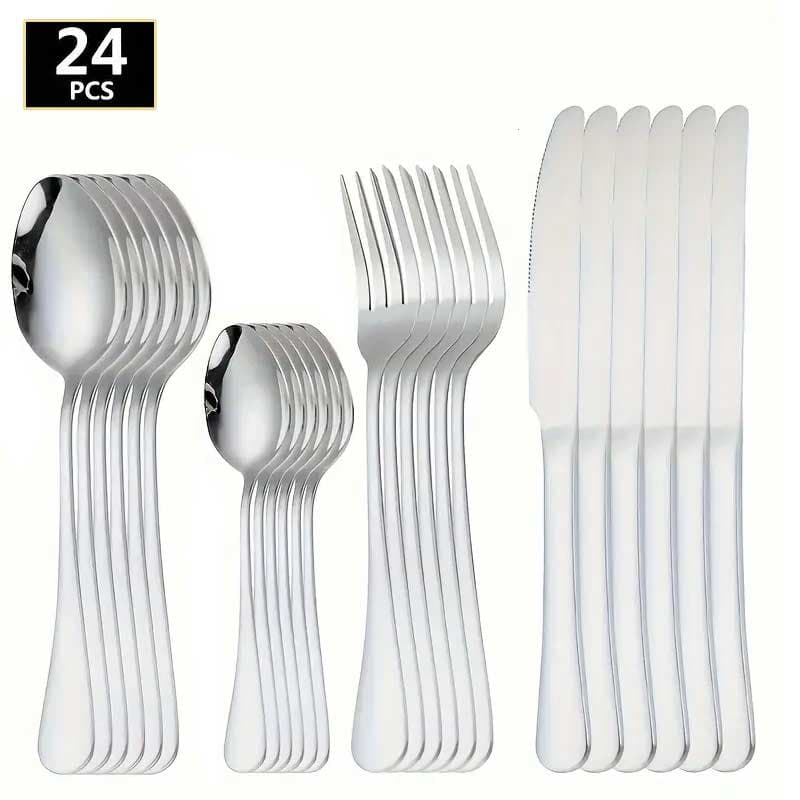 Servizio 24 Posate Argento Lucido per Natale Decorazioni Tavola Cucina Natalizie