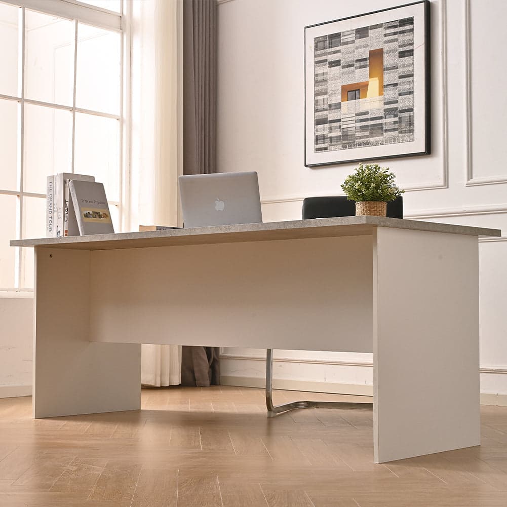Scrivania per Ufficio in Legno Bianco Grigio Postazione Lavoro Studio 180x80 H74cm in Scrivanie Danyx - Casoria, commercioVirtuoso.it
