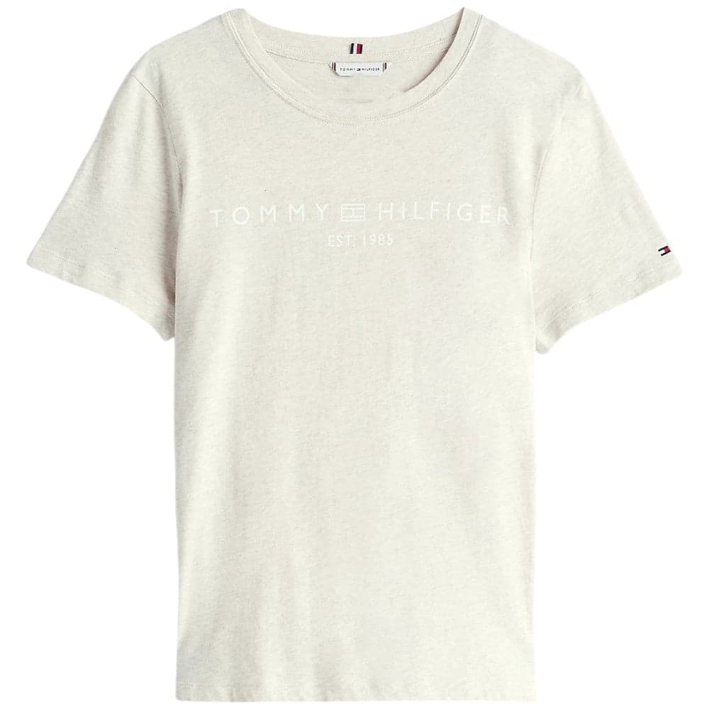 Tommy Hilfiger t-shirt beige logo scritta ricamata WW0WW40276HGE T-shirt Tommy Hilfiger