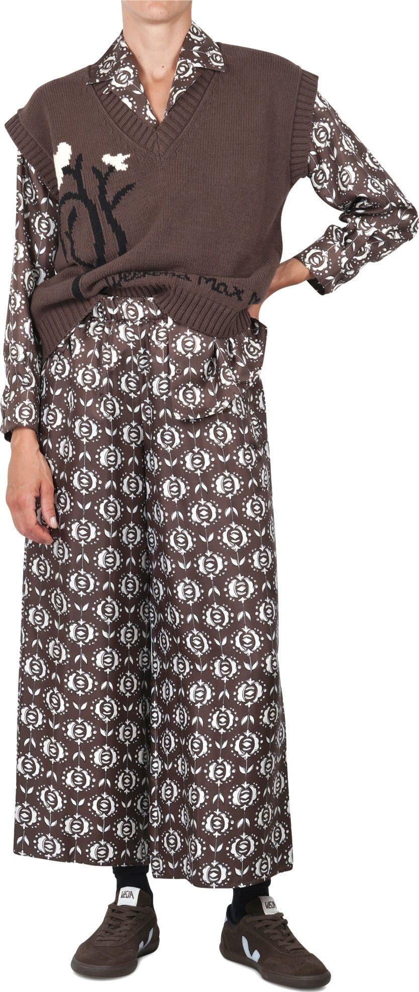 WEEKEND MAXMARA Weekend MaxMara - Pantalone - 460888 - Marrone/Bianco da donna in Pantaloni Drestige - Casamassima, commercioVirtuoso.it