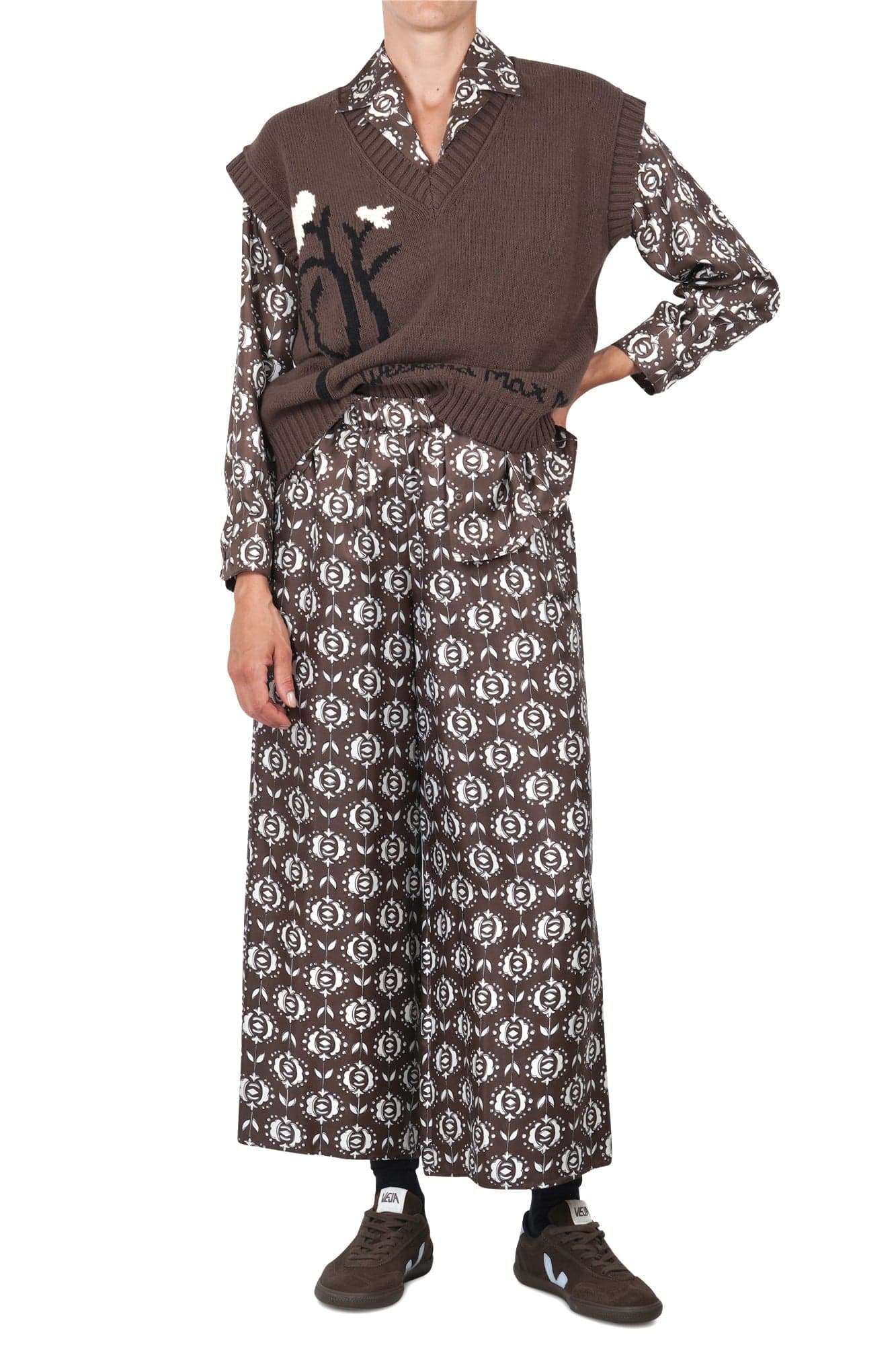 WEEKEND MAXMARA Weekend MaxMara - Pantalone - 460888 - Marrone/Bianco da donna in Pantaloni Drestige - Casamassima, commercioVirtuoso.it