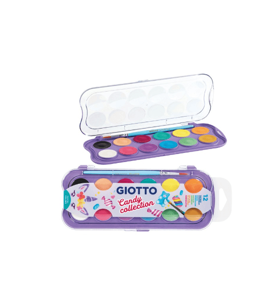 Giotto - Acquarelli Candy Collection pastel colors confezione da 12 colori + un pennello (F351600)