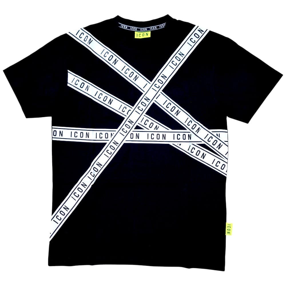 ICON t-shirt nera stampa a strisce ICUS2S5T033 T-shirt ICON