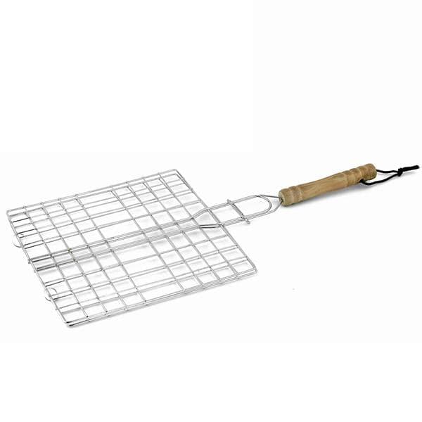 Graticola per barbecue, griglia in acciaio con manico in legno a barre di alta qualità 40 x 20 cm in Griglie per arrostire La Zappa - Altamura, commercioVirtuoso.it