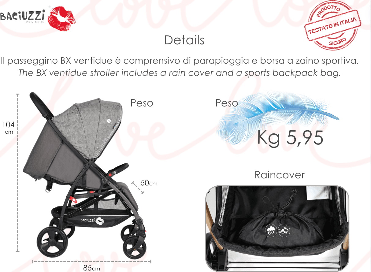 Passeggino Superleggero Baciuzzi BX 22 - Vari Colori - 5