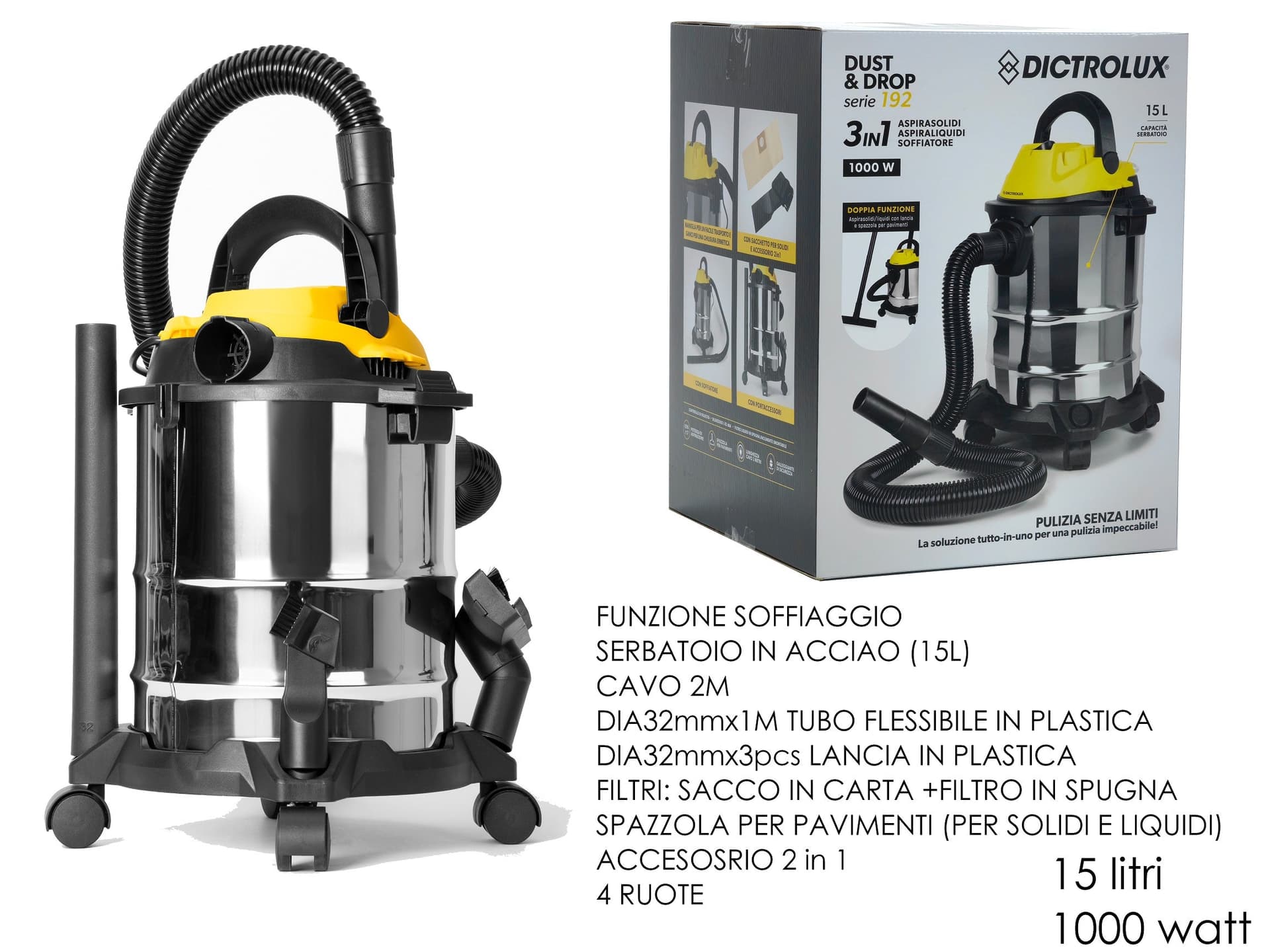 Dust&amp;Drop Aspira Solidi/Liquidi 15LT