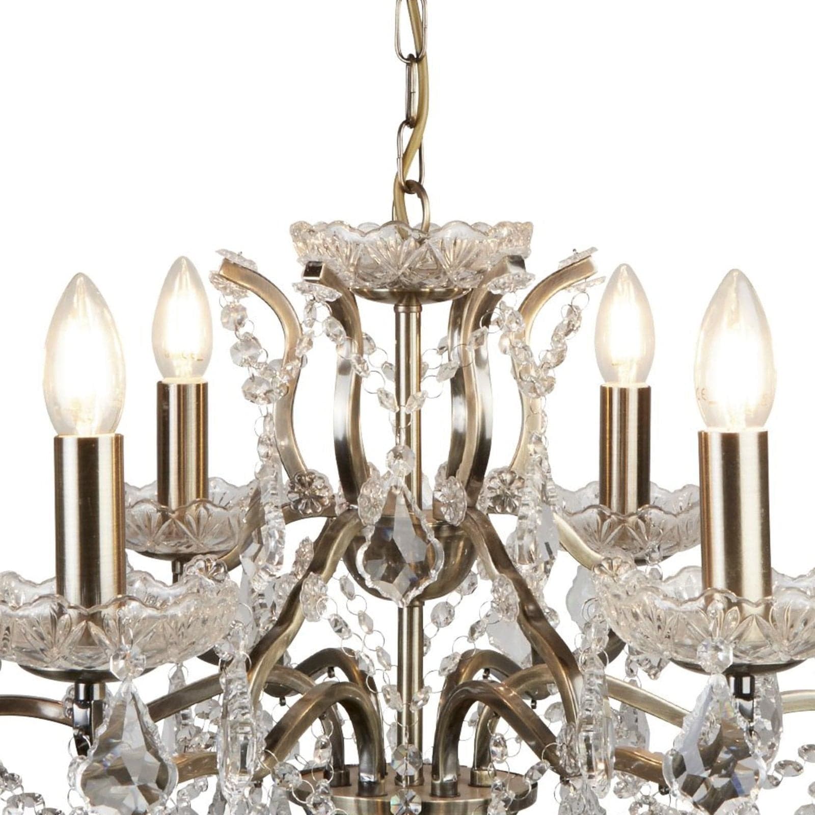 Lampadario Classico Parigi Acciaio Ottone Vetro Trasparente 6 Luci E14 in Lampade a sospensione LuceArt - Montecorvino Pugliano, commercioVirtuoso.it
