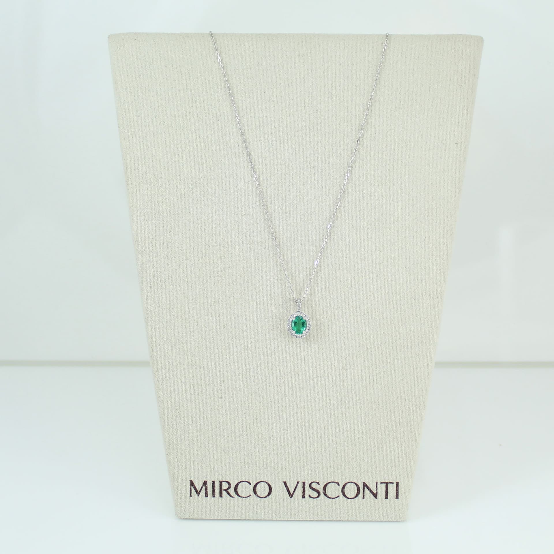Collana donna Mirco Visconti in oro bianco con smeraldo e diamanti in Collane Gioielleria Saba - Dolianova, commercioVirtuoso.it