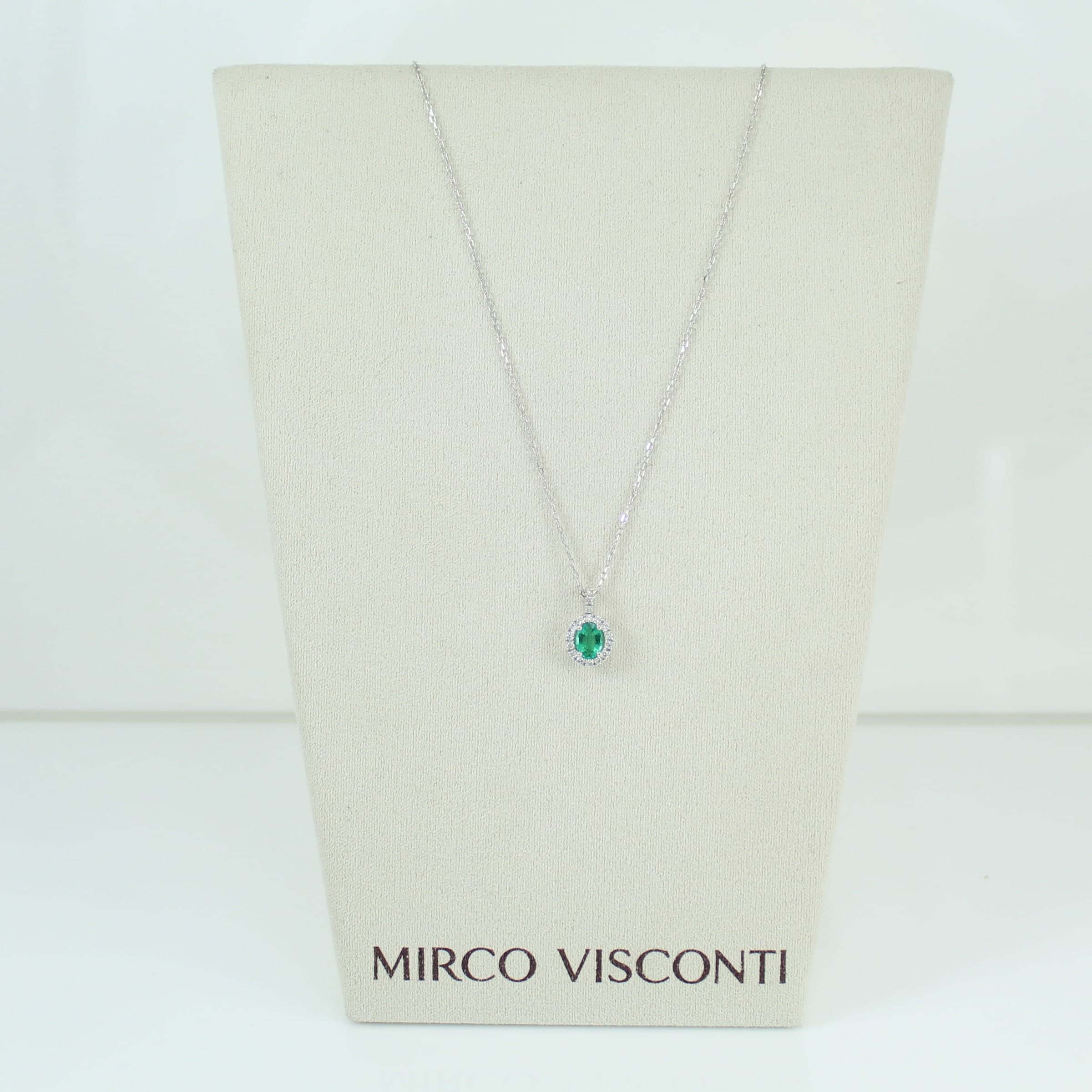 Collana donna Mirco Visconti in oro bianco con smeraldo e diamanti in Collane Gioielleria Saba - Dolianova, commercioVirtuoso.it