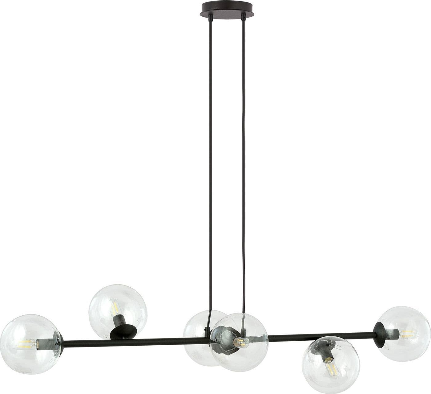 Lampadario Contemporaneo 6 Luci Rossi In Acciaio Nero E Sfere Vetro Trasparente in Lampade a sospensione LuceArt - Montecorvino Pugliano, commercioVirtuoso.it