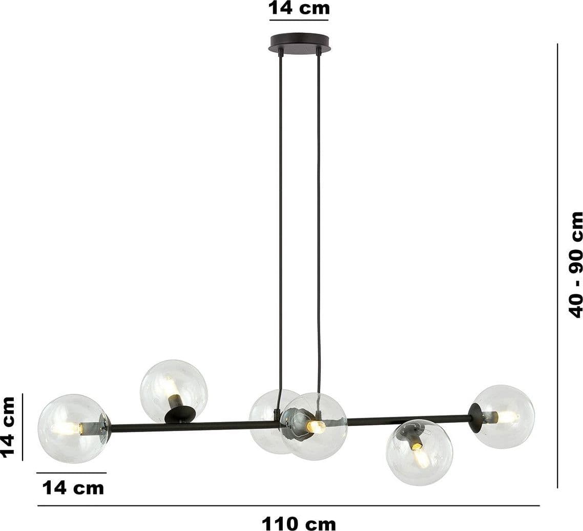 Lampadario Contemporaneo 6 Luci Rossi In Acciaio Nero E Sfere Vetro Trasparente in Lampade a sospensione LuceArt - Montecorvino Pugliano, commercioVirtuoso.it